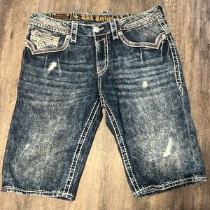 Rock Revival Shorts Denim with Orange and white stitching